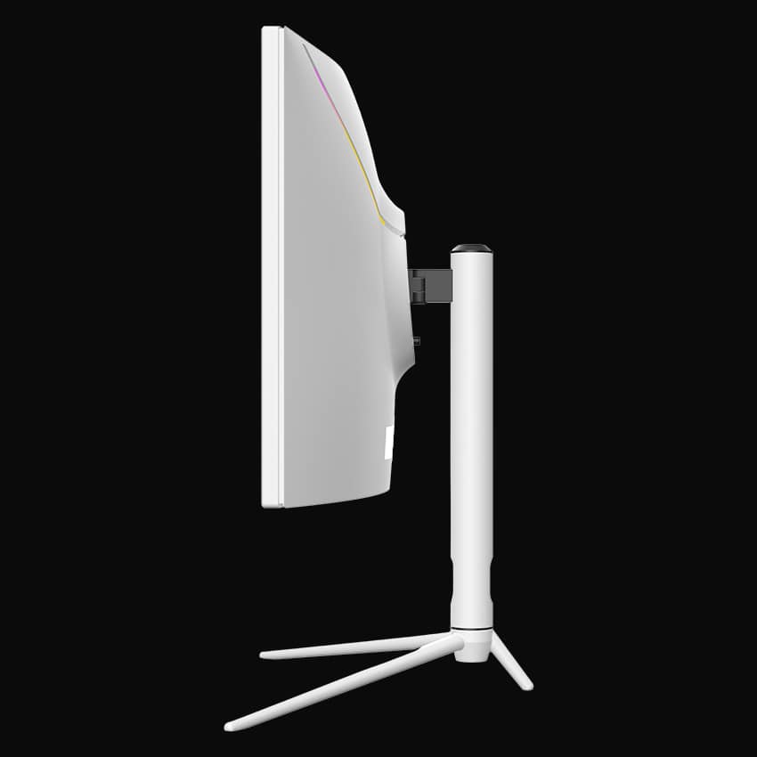 Seitliche Ansicht Monitor mit grauem Hintergrund.