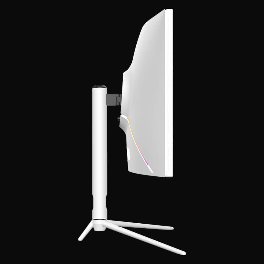 Seitliche Ansicht Monitor mit grauem Hintergrund.