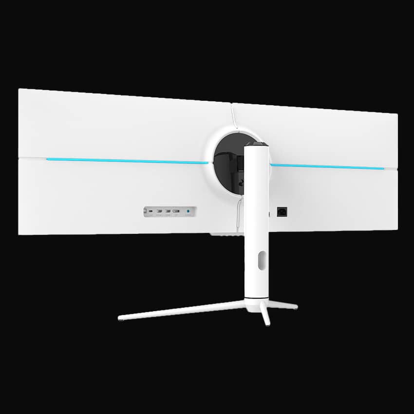 LC-M44-DFHD-120 Gaming Monitor mit grauem Hintergrund von hinten links