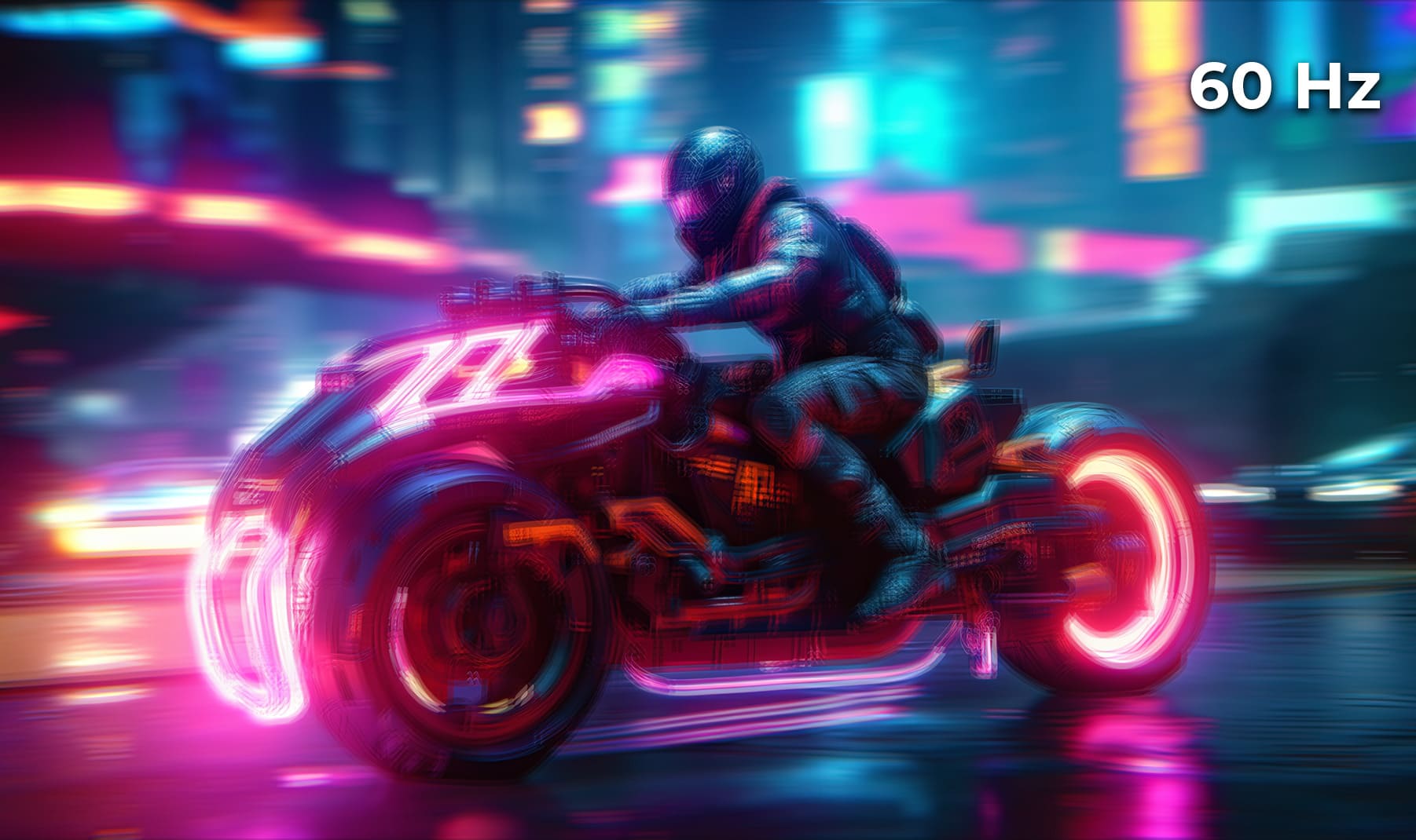 Futuristisches Motorrad, welches schnelle Bewegungen darstellen soll, für ein Vergleichsbild verschwommen in 60 Hertz