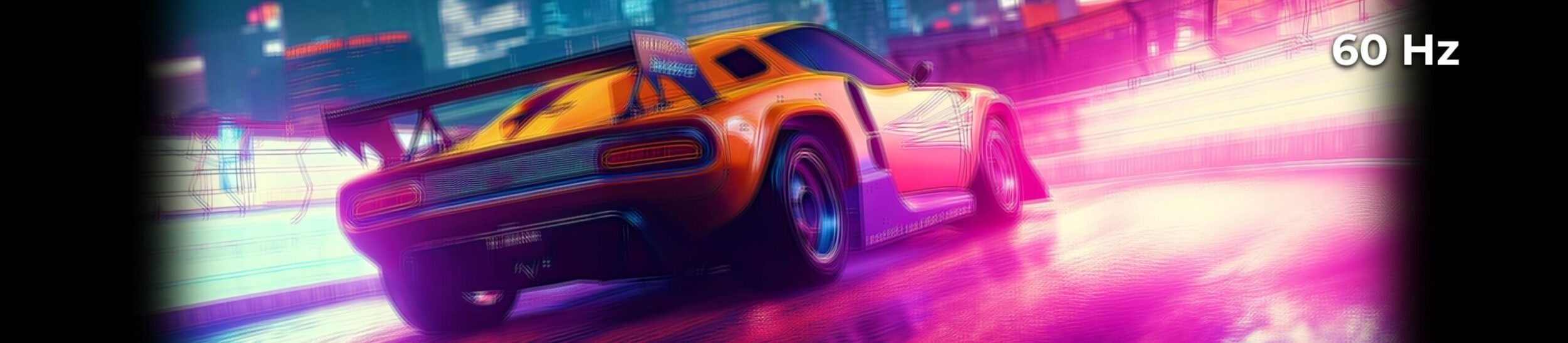 Sportwagen, welcher schnelle Bewegungen darstellen soll, für ein Vergleichsbild verschwommen in 60 Hertz