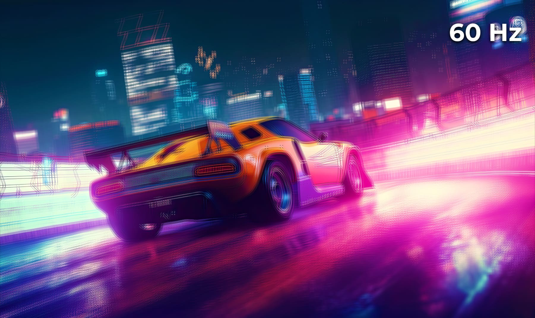 Sportwagen, welcher schnelle Bewegungen darstellen soll, für ein Vergleichsbild verschwommen in 60 Hertz