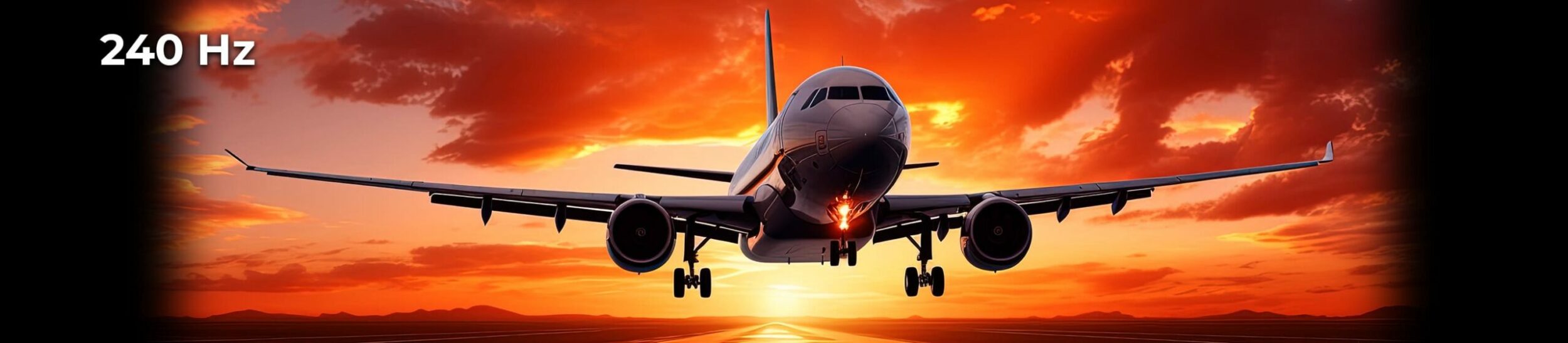 Landendes Flugzeug für ein Vergleichsbild in 240 Hertz