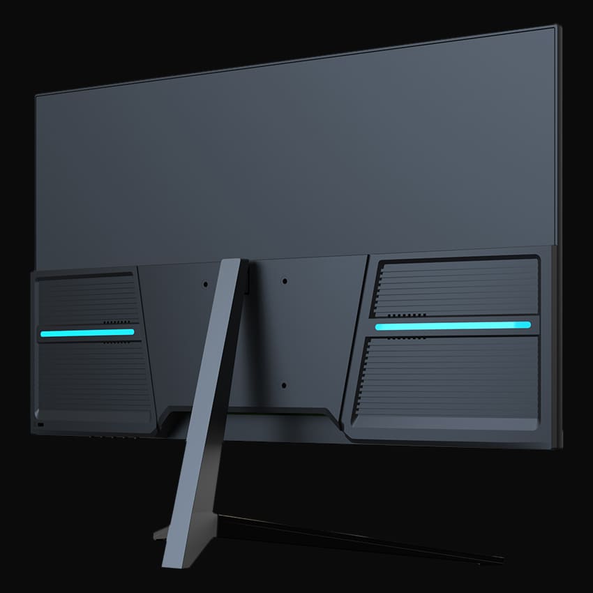 LC-M22-FHD-75 Monitor mit grauem Hintergrund von rechts hinten