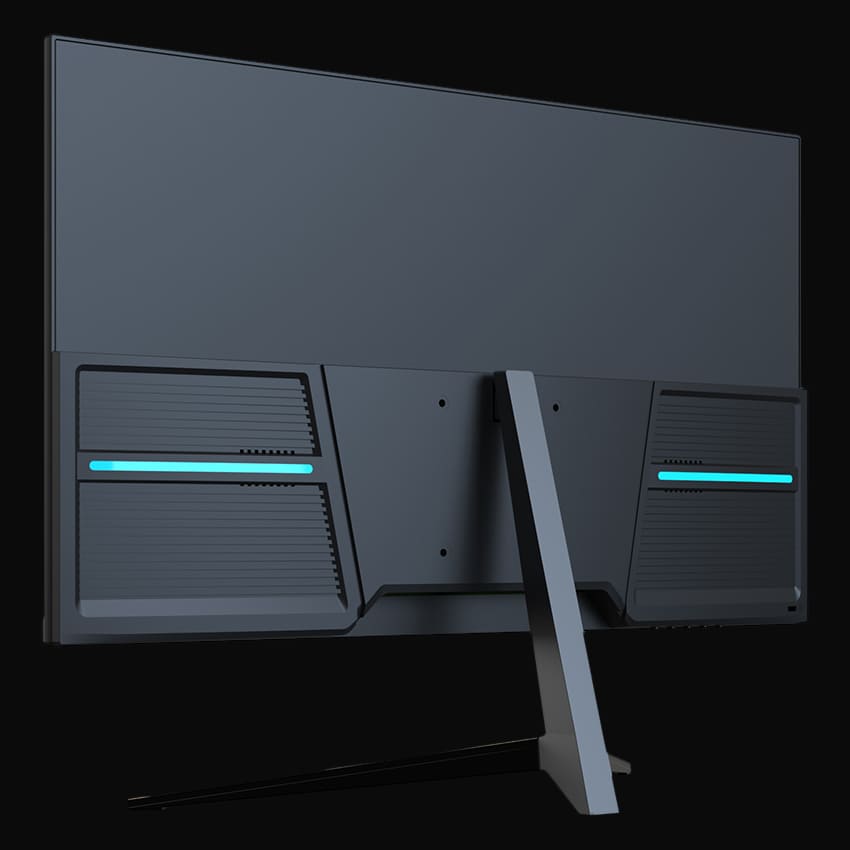 LC-M22-FHD-75 Monitor mit grauem Hintergrund von links hinten