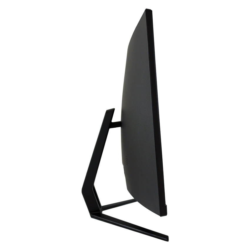 Seitliche Ansicht des Monitors, bei der die Rückseite des Monitors zu sehen ist