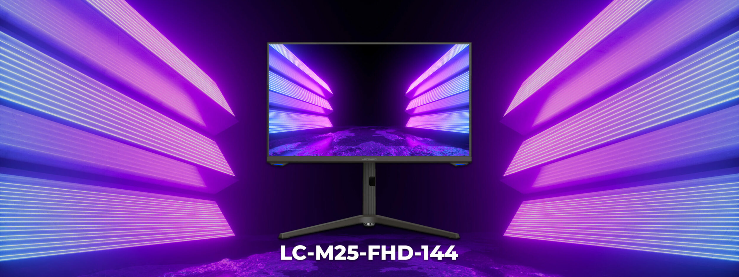 LC-M25-FHD-144 Gaming Monitor mit neonfarbenden Streifen