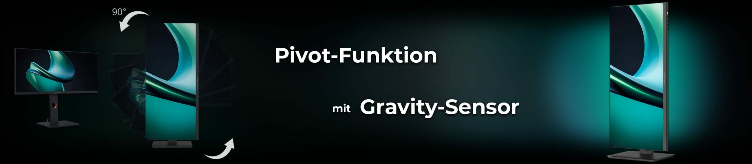 90 Grad Pivot Funktion mit Gravity Sensor vom LC-M26-UW-UXGA-75 Monitor
