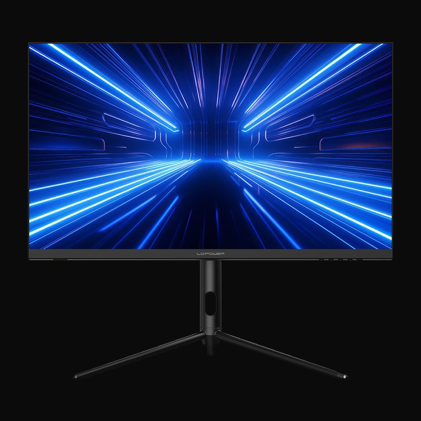 LC-M27-4K-UHD-144-V2 Gaming Monitor mit grauem Hintergrund von vorne