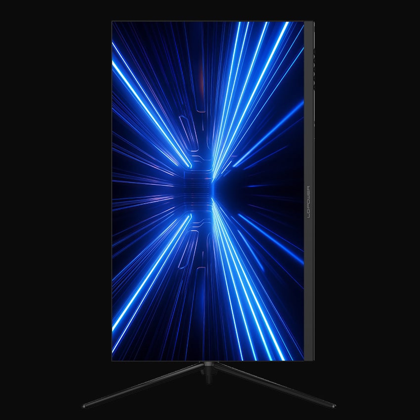LC-M27-4K-UHD-144-V2 Gaming Monitor mit grauem Hintergrund Pivot 90 Grad-Funktion vorne