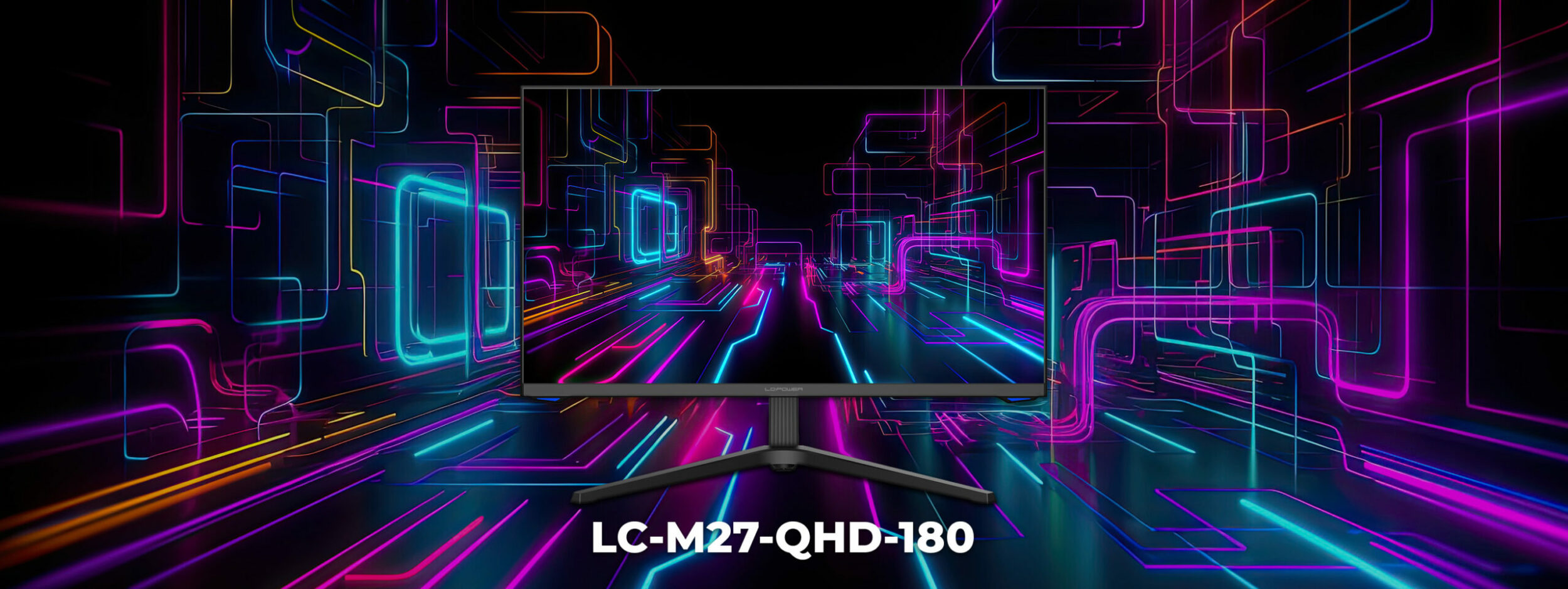 LC-M27-QHD-180 Gaming Monitor mit neonfarbenden Kabellinien