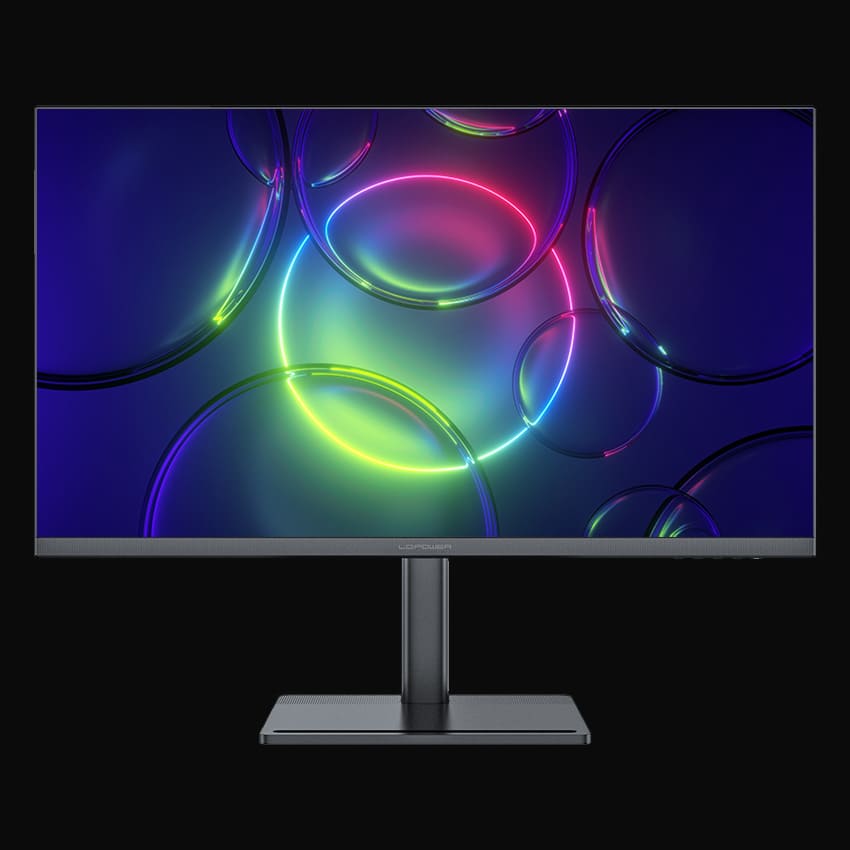 LC-M28-4K-UHD Monitor mit grauem Hintergrund von vorne