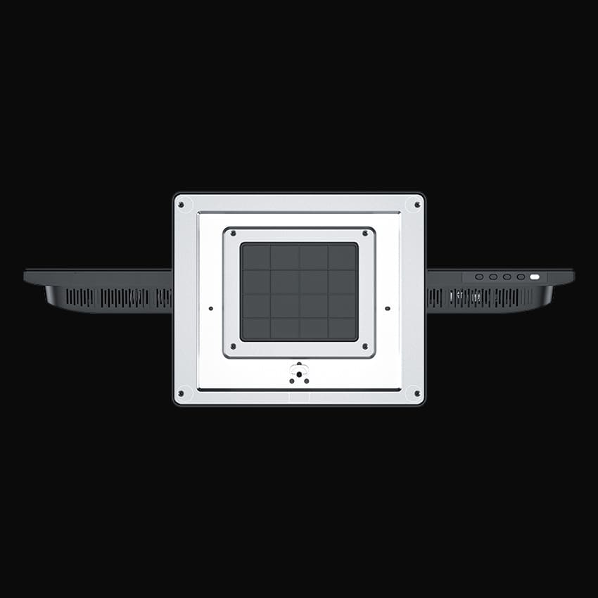 LC-M28-4K-UHD Monitor mit grauem Hintergrund von unten
