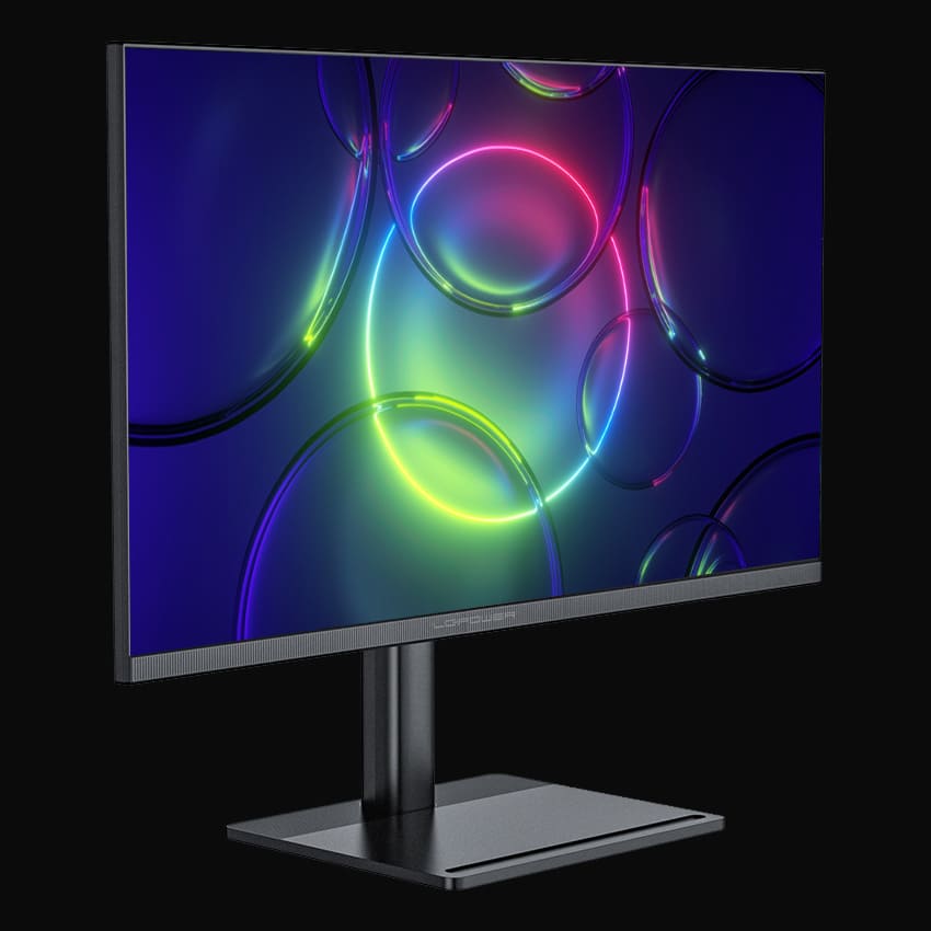 LC-M28-4K-UHD Monitor mit grauem Hintergrund von vorne links