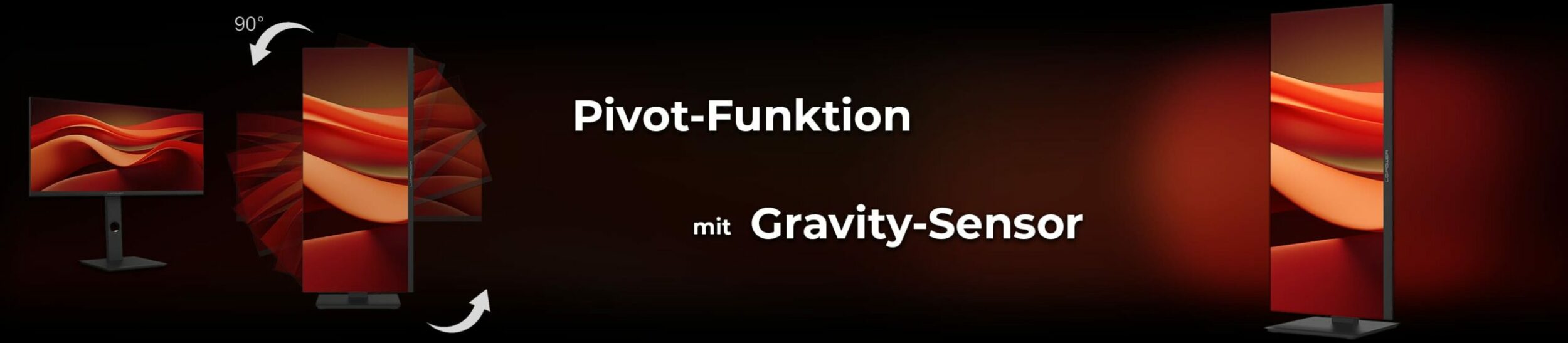 90 Grad Pivot Funktion mit Gravity Sensor vom LC-M29-UQ-UXGA-75 Monitor