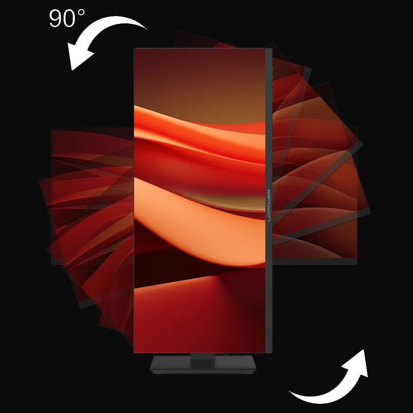 Darstellung der Pivot 90 Grad-Funktion am LC-M29-UW-UXGA-75 mit grauem Hintergrund