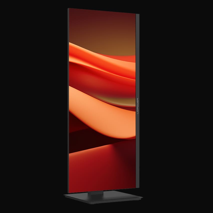 LC-M29-UW-UXGA-75 Monitor mit grauem Hintergrund hochkant von links vorne