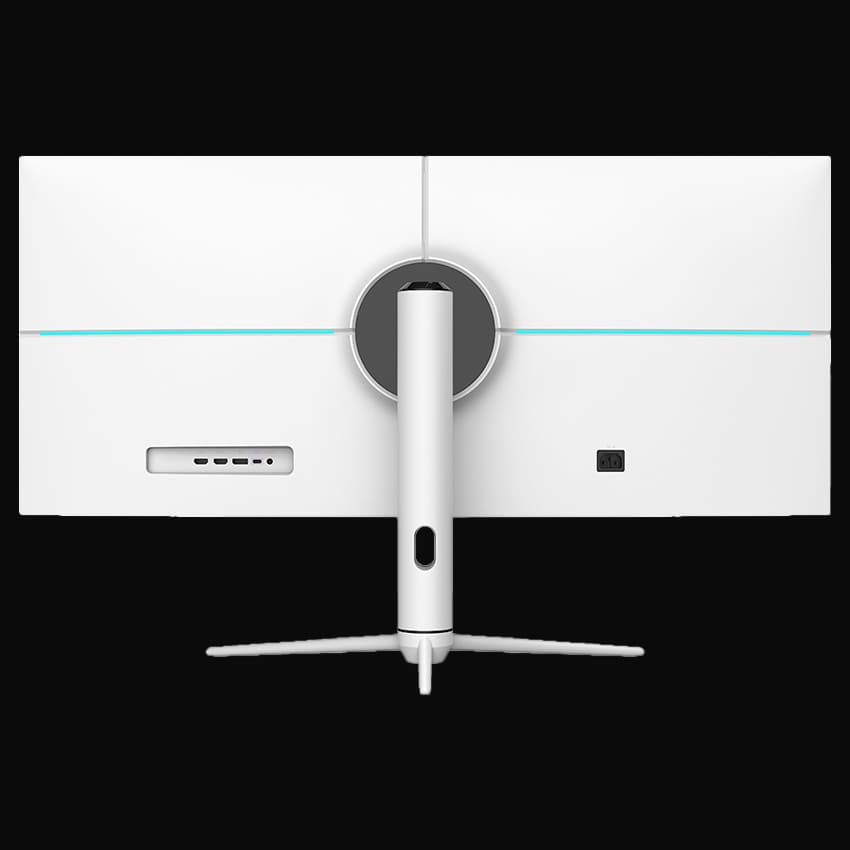 LC-M40-UWQHD-144 Gaming Monitor mit grauem Hintergrund von hinten