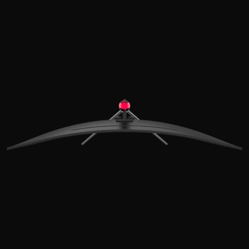 Obere Ansicht des Monitors mit grauem Hintergrund.