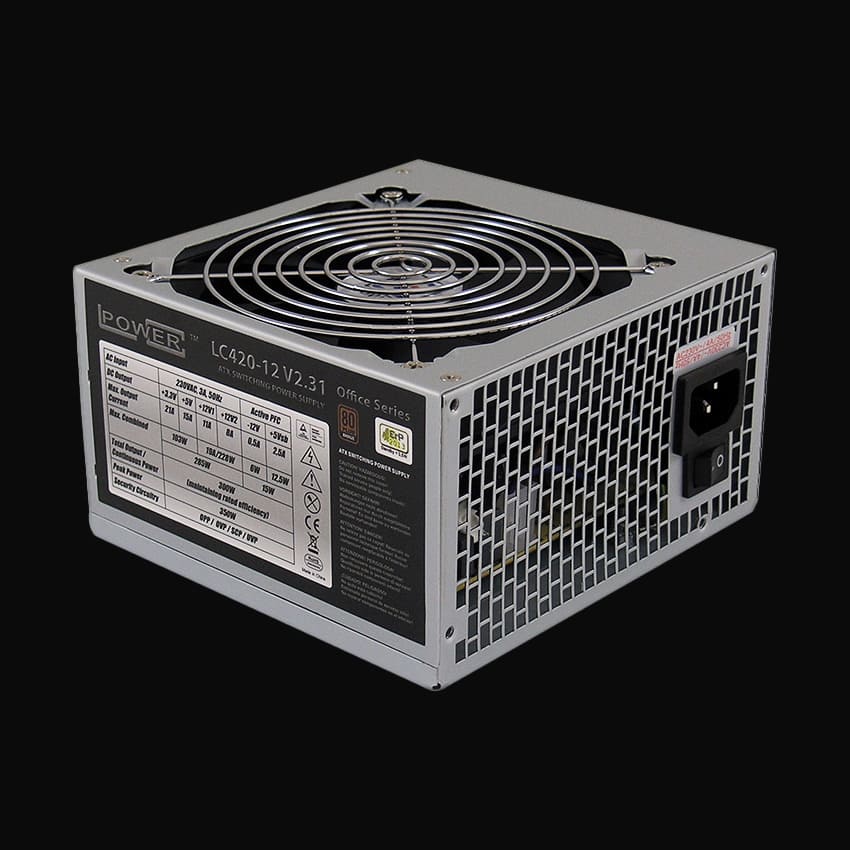 Das Netzteil LC420-12 V2.31 mit schwarzem Hintergrund