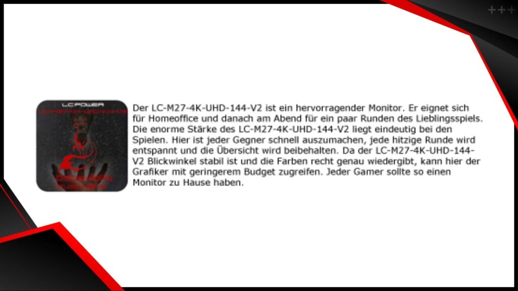 Review Dataholic.de LC M27 4K UHD 144 V2
