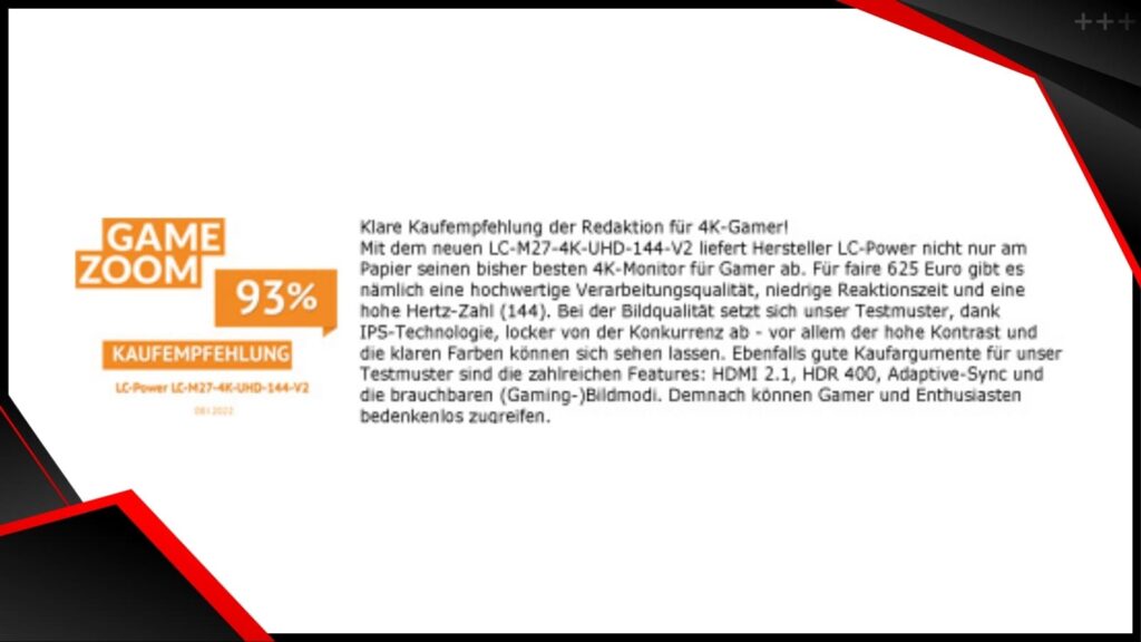 Review Gamezoom.net LC M27 4K UHD 144 V2
