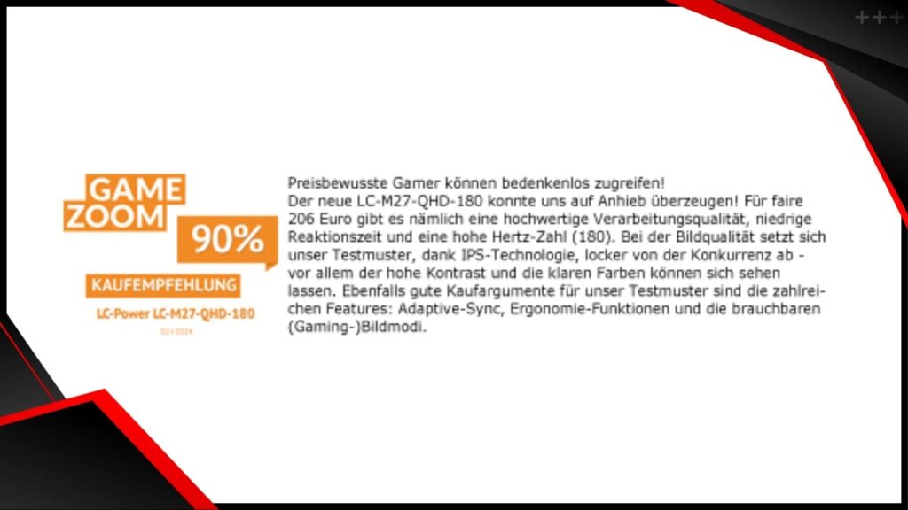 Review Gamezoom.net LC M27 QHD 180