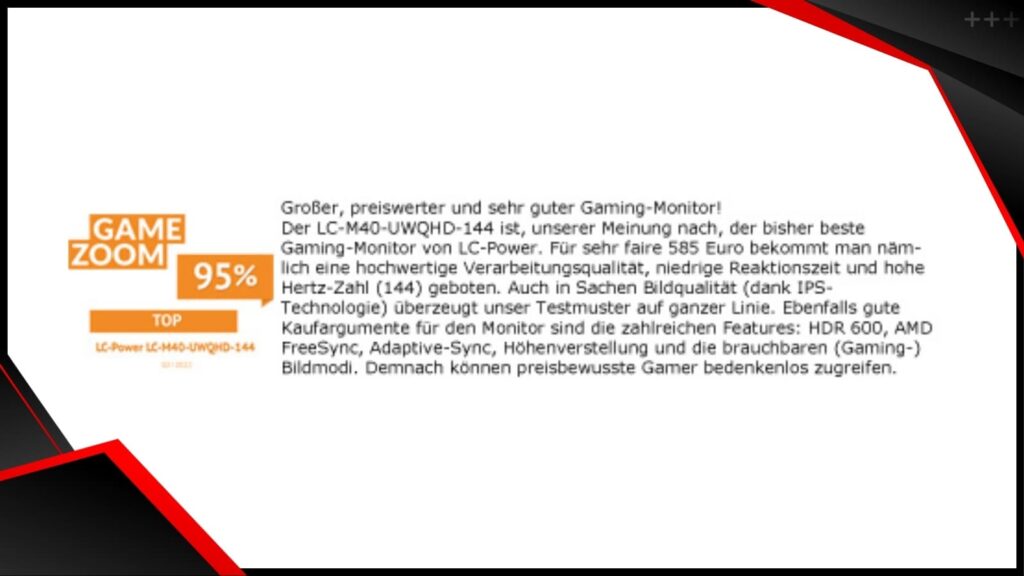 Review Gamezoom.net LC M40 UWQHD 144