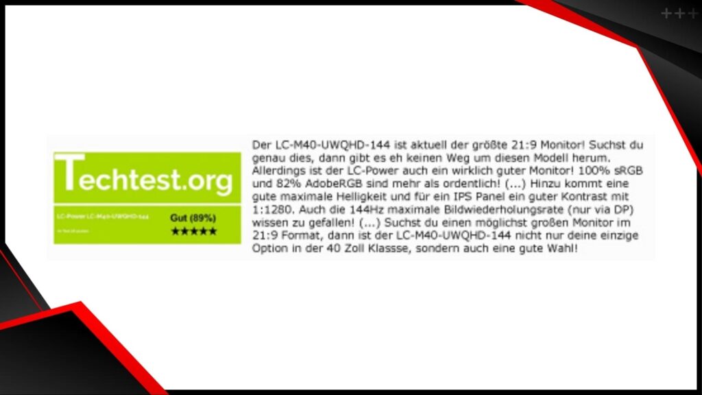 Review Techtest.org LC M40 UWQHD 144