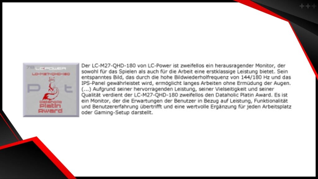 Review dataholic.de LC M27 QHD 180