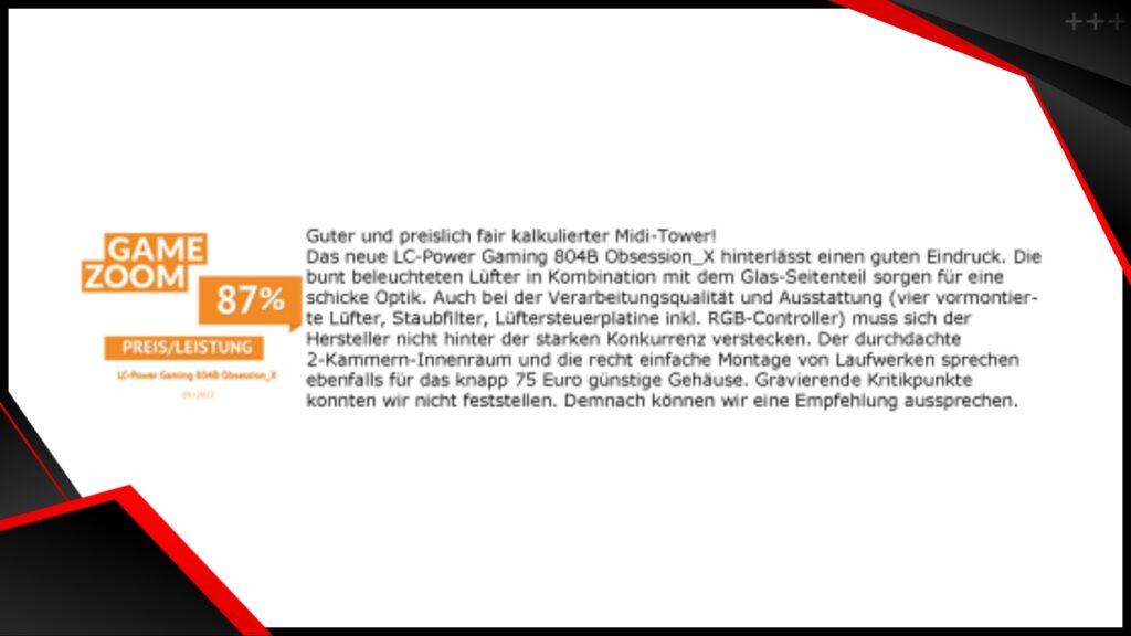 Review Gehaeuse 804B Obsession X Game Zoom.net