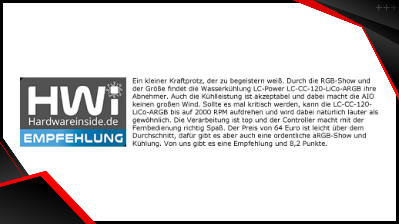 LC CC 120 LiCo ARGB review Hardwareinside.de