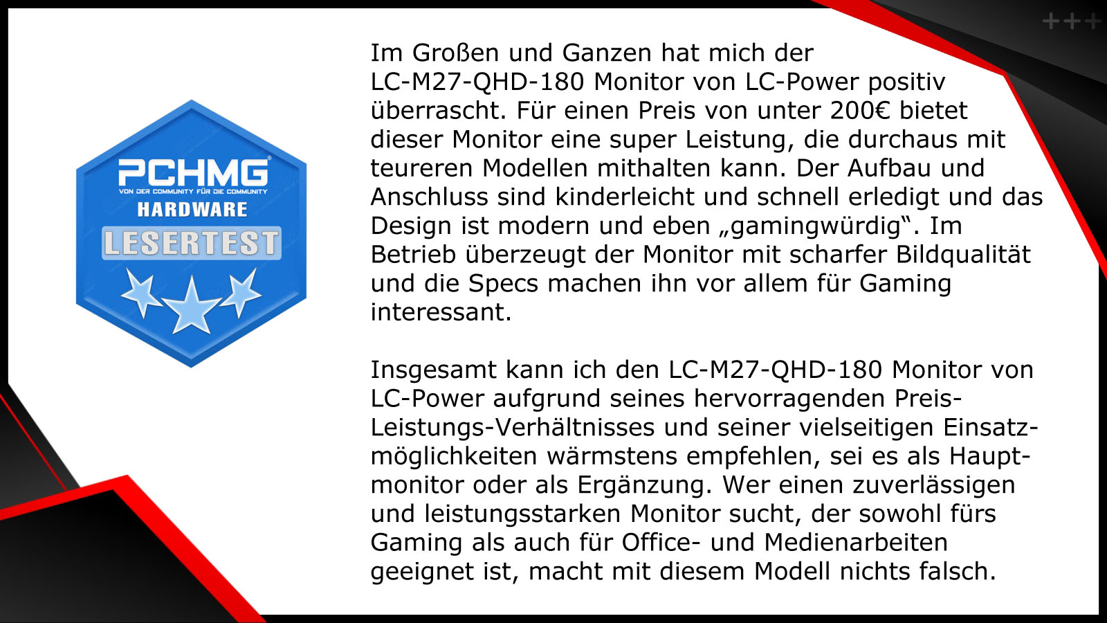 PCHMG Lesertest 1 LC M27 QHD 180
