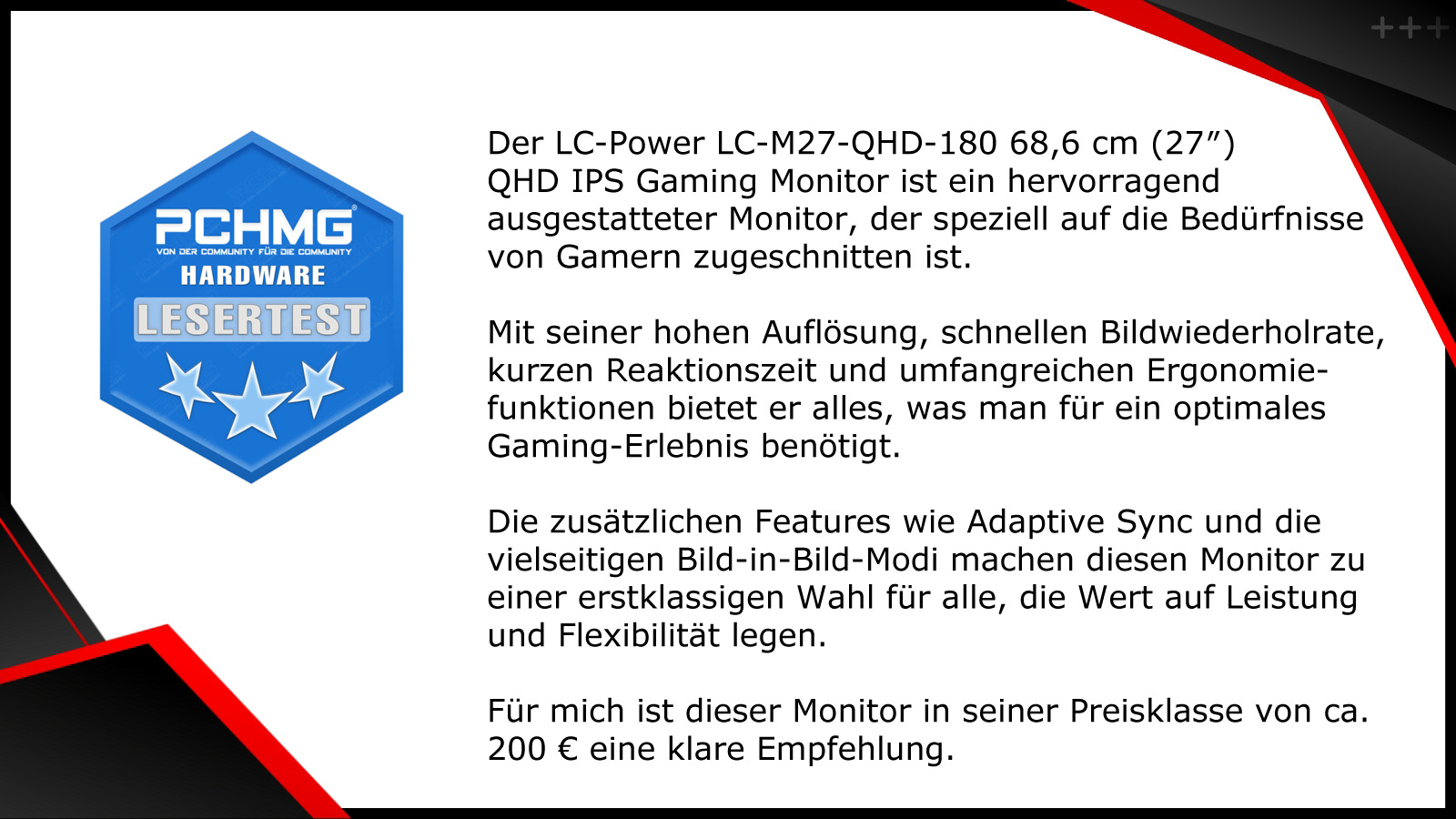 PCHMG Lesertest 2 LC M27 QHD 180