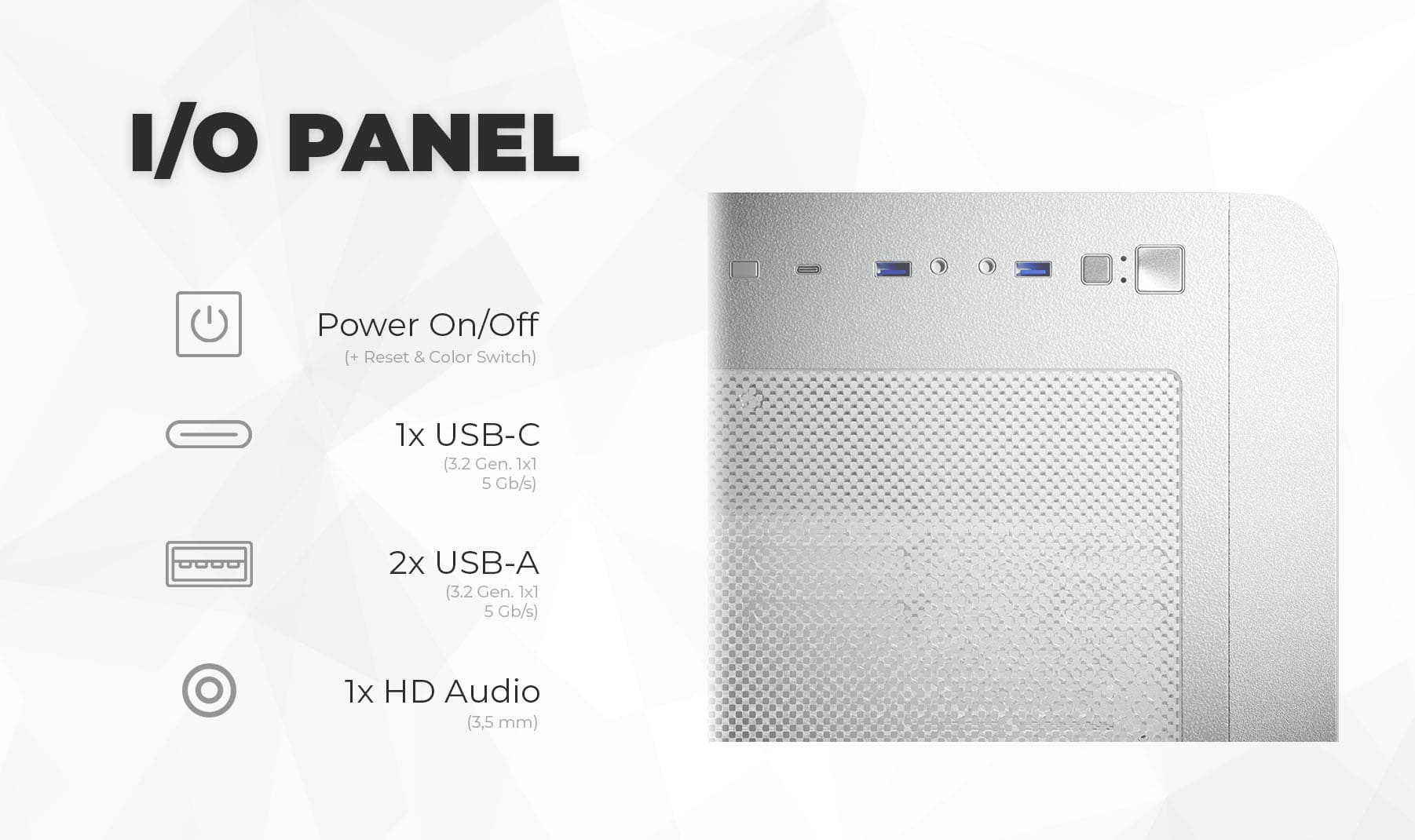 8001W Case Features Small IO Panel