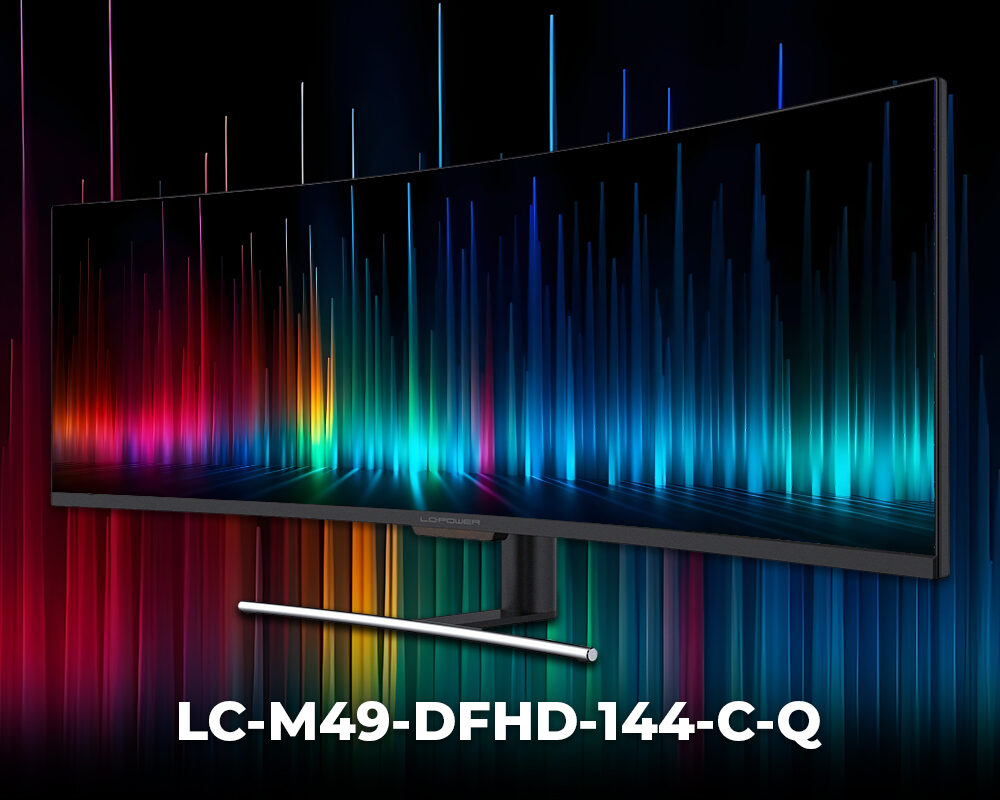 Hero Image des LC-;49-DFHD-144-C-Q mit einem bunten Hintergrund.
